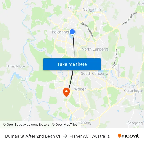 Dumas St After 2nd Bean Cr to Fisher ACT Australia map