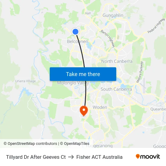 Tillyard Dr After Geeves Ct to Fisher ACT Australia map