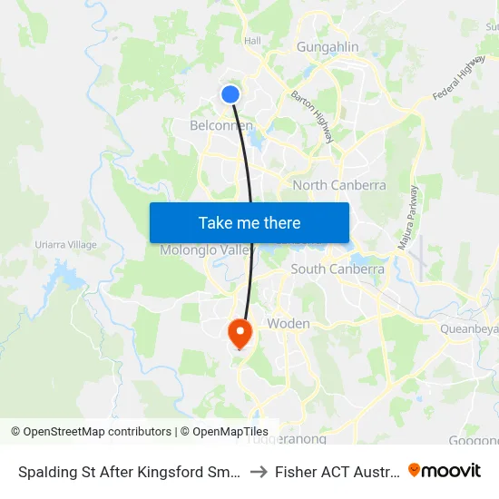 Spalding St After Kingsford Smith Dr to Fisher ACT Australia map