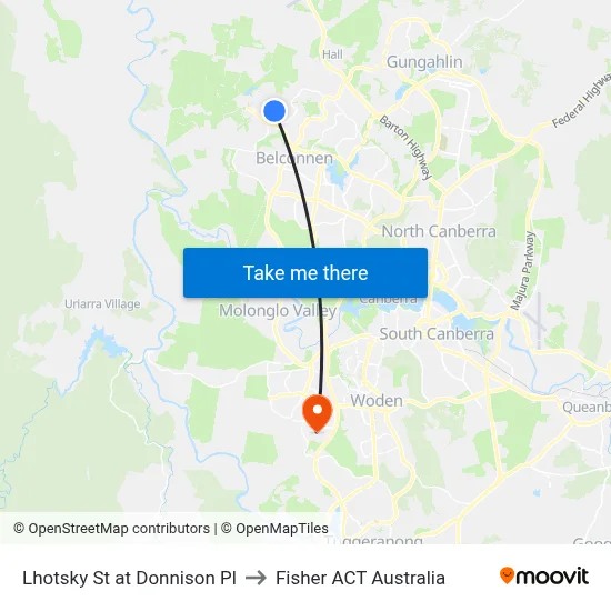 Lhotsky St at Donnison Pl to Fisher ACT Australia map