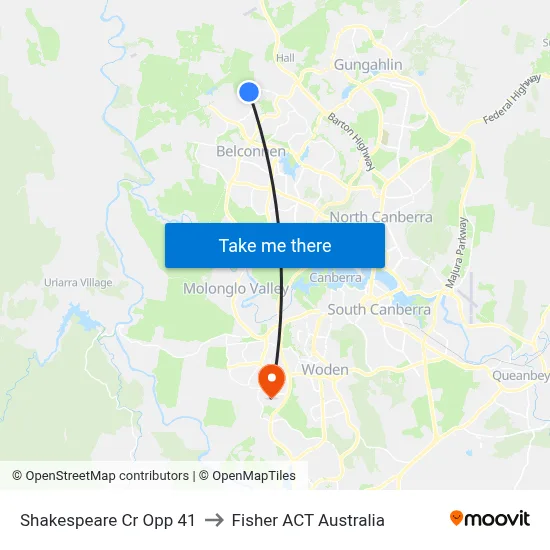 Shakespeare Cr Opp 41 to Fisher ACT Australia map