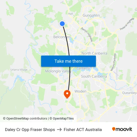 Daley Cr Opp Fraser Shops to Fisher ACT Australia map