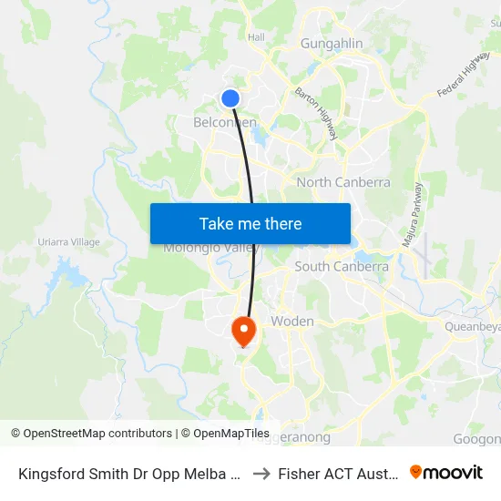 Kingsford Smith Dr Opp Melba Shops to Fisher ACT Australia map