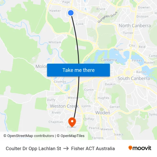 Coulter Dr Opp Lachlan St to Fisher ACT Australia map