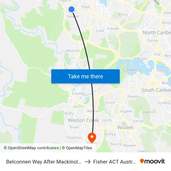 Belconnen Way After Mackinolty St to Fisher ACT Australia map