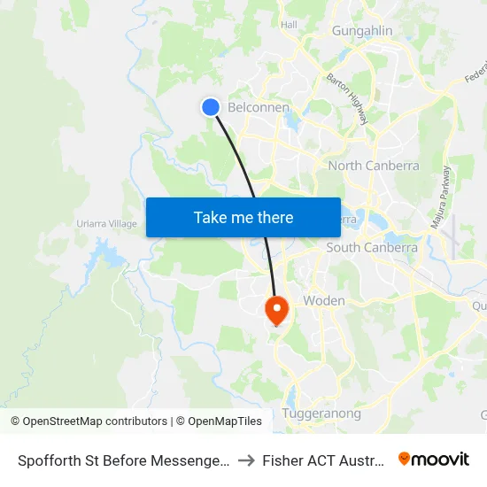 Spofforth St Before Messenger St to Fisher ACT Australia map