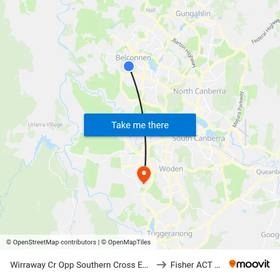 Wirraway Cr Opp Southern Cross Early Childhood Sch to Fisher ACT Australia map