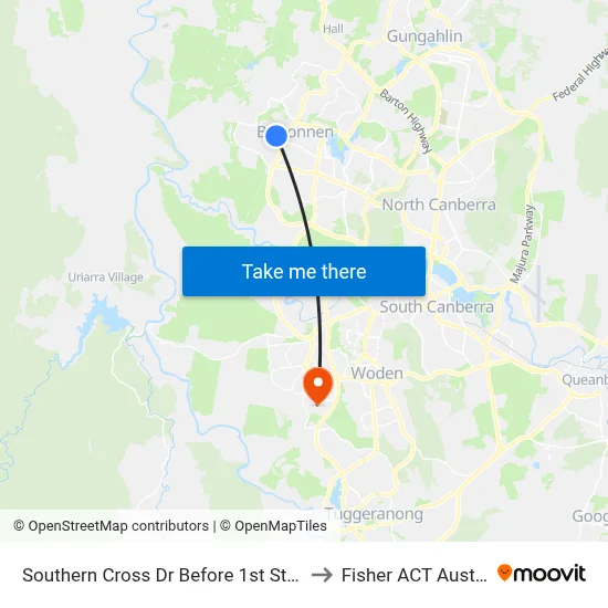Southern Cross Dr Before 1st Starke St to Fisher ACT Australia map