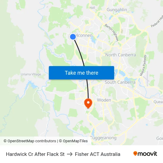 Hardwick Cr After Flack St to Fisher ACT Australia map