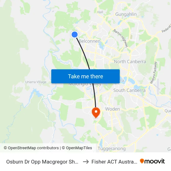 Osburn Dr Opp Macgregor Shops to Fisher ACT Australia map