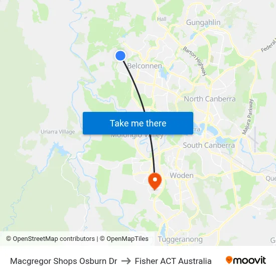 Macgregor Shops Osburn Dr to Fisher ACT Australia map
