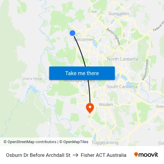 Osburn Dr Before Archdall St to Fisher ACT Australia map