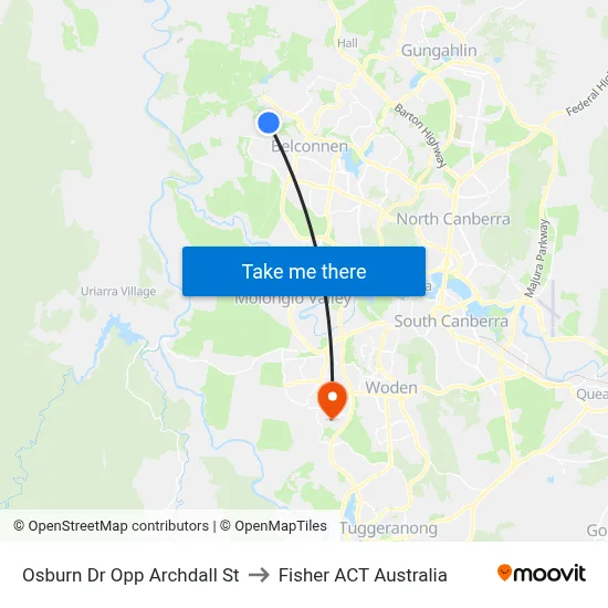 Osburn Dr Opp Archdall St to Fisher ACT Australia map