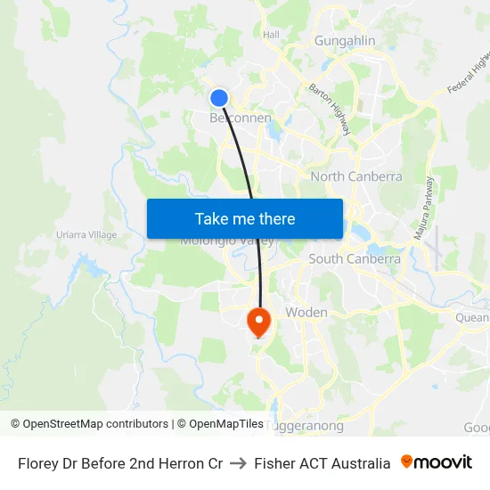 Florey Dr Before 2nd Herron Cr to Fisher ACT Australia map