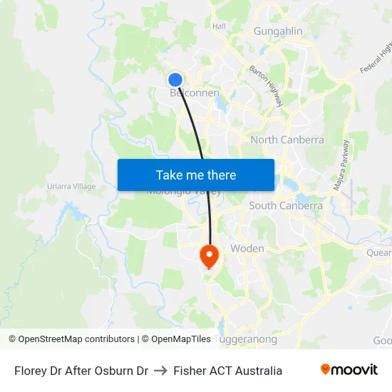 Florey Dr After Osburn Dr to Fisher ACT Australia map