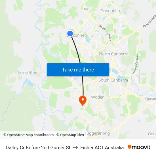 Dalley Cr Before 2nd Gurner St to Fisher ACT Australia map