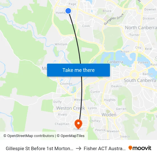 Gillespie St Before 1st Morton St to Fisher ACT Australia map