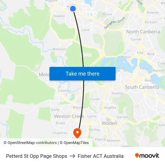 Petterd St Opp Page Shops to Fisher ACT Australia map