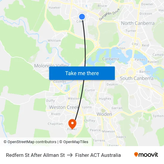 Redfern St After Allman St to Fisher ACT Australia map