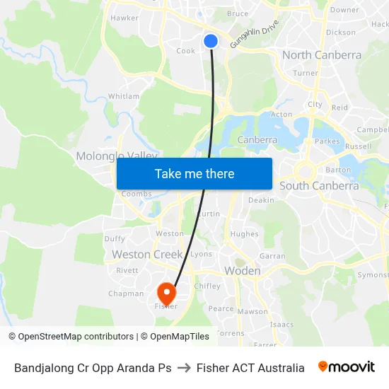 Bandjalong Cr Opp Aranda Ps to Fisher ACT Australia map