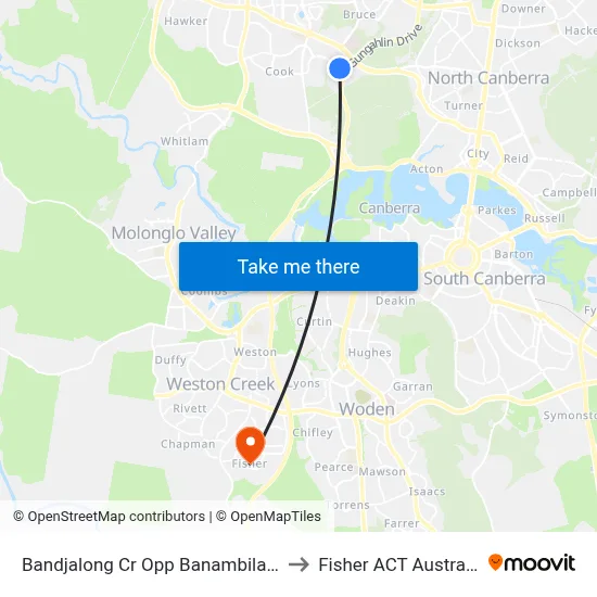Bandjalong Cr Opp Banambila St to Fisher ACT Australia map