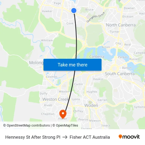 Hennessy St After Strong Pl to Fisher ACT Australia map