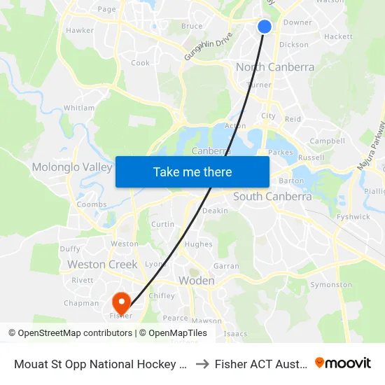 Mouat St Opp National Hockey Centre to Fisher ACT Australia map