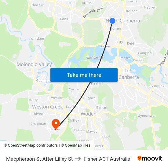 Macpherson St After Lilley St to Fisher ACT Australia map