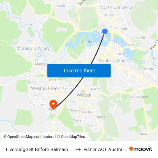 Liversidge St Before Balmain Cr to Fisher ACT Australia map