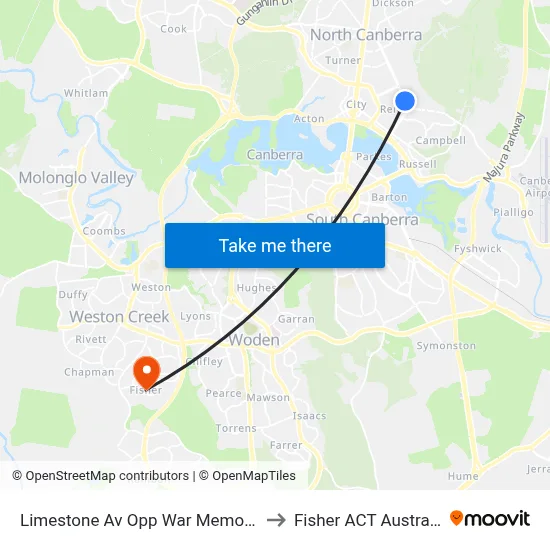 Limestone Av Opp War Memorial to Fisher ACT Australia map