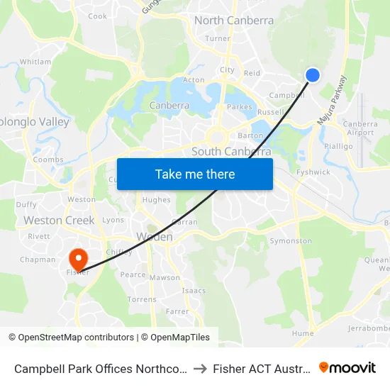 Campbell Park Offices Northcott Dr to Fisher ACT Australia map