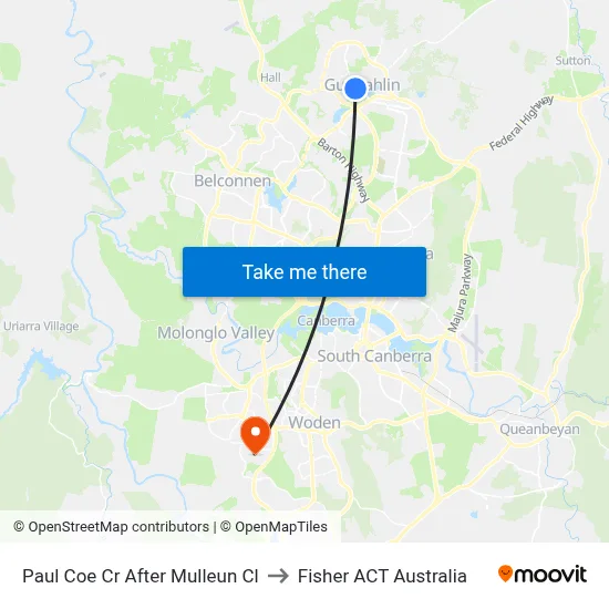 Paul Coe Cr After Mulleun Cl to Fisher ACT Australia map