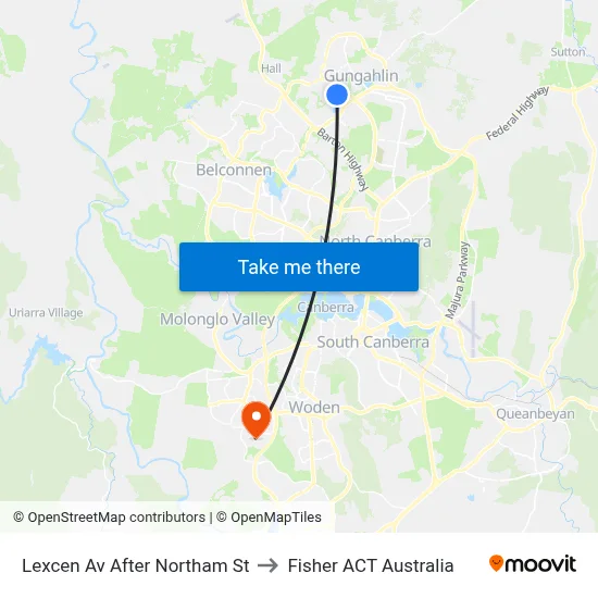 Lexcen Av After Northam St to Fisher ACT Australia map