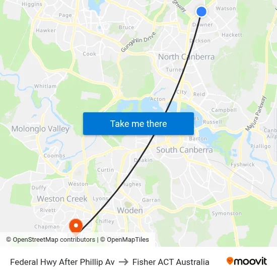 Federal Hwy After Phillip Av to Fisher ACT Australia map
