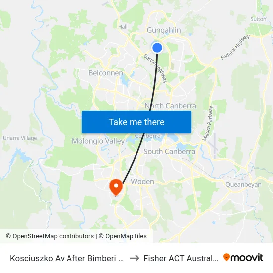 Kosciuszko Av After Bimberi Cr to Fisher ACT Australia map