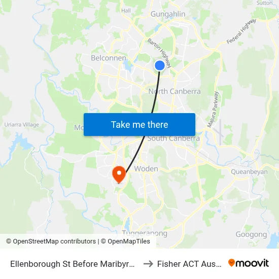 Ellenborough St Before Maribyrnong Av to Fisher ACT Australia map