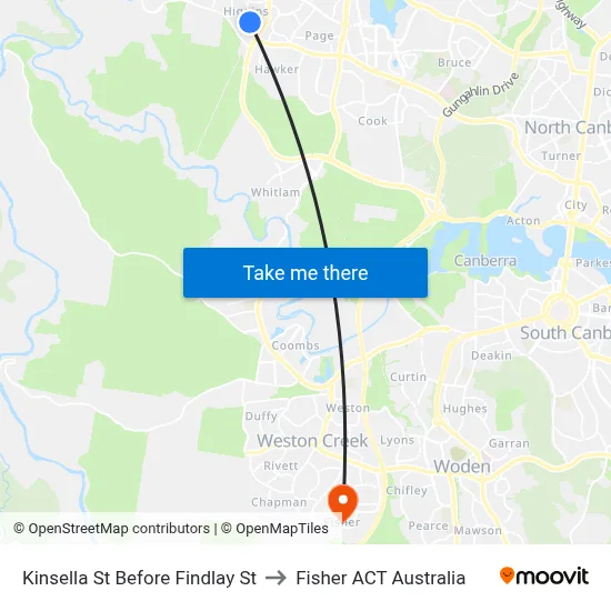 Kinsella St Before Findlay St to Fisher ACT Australia map