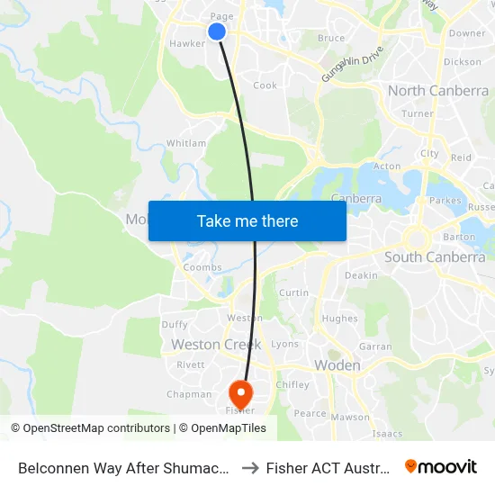 Belconnen Way After Shumack St to Fisher ACT Australia map