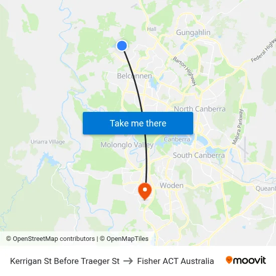 Kerrigan St Before Traeger St to Fisher ACT Australia map