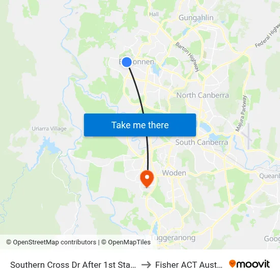Southern Cross Dr After 1st Starke St to Fisher ACT Australia map