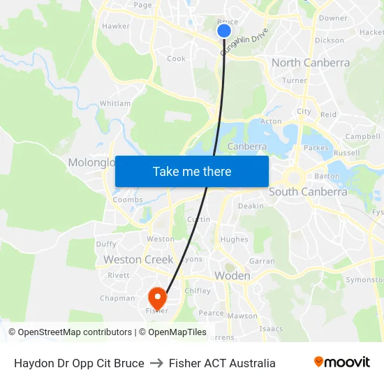 Haydon Dr Opp Cit Bruce to Fisher ACT Australia map