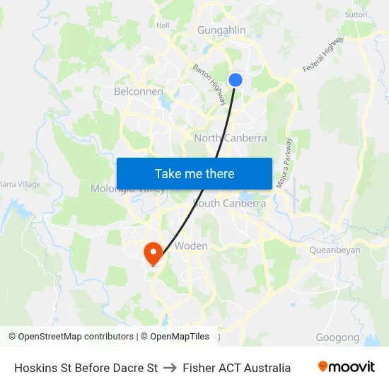 Hoskins St Before Dacre St to Fisher ACT Australia map
