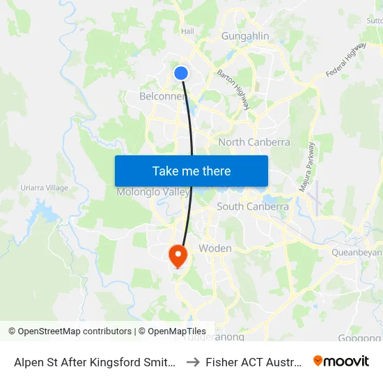 Alpen St After Kingsford Smith Dr to Fisher ACT Australia map