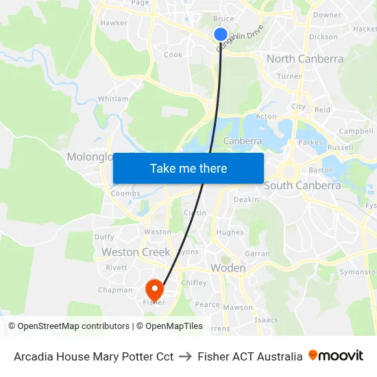 Arcadia House Mary Potter Cct to Fisher ACT Australia map