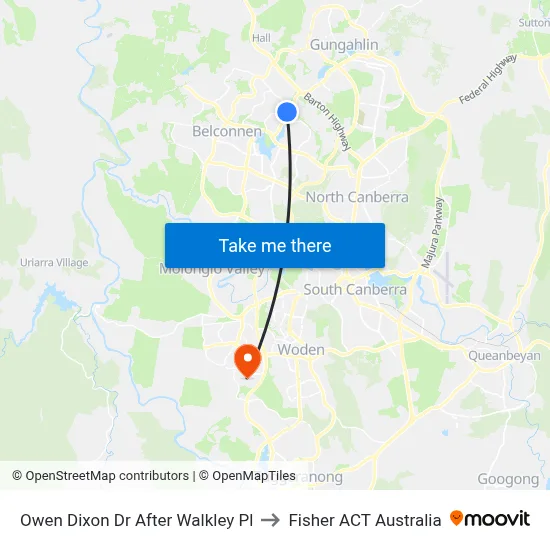 Owen Dixon Dr After Walkley Pl to Fisher ACT Australia map