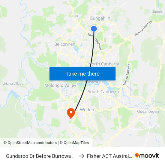 Gundaroo Dr Before Burrowa St to Fisher ACT Australia map