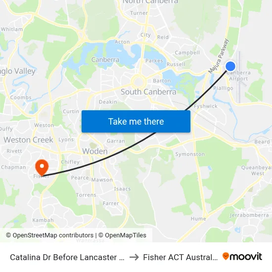 Catalina Dr Before Lancaster Pl to Fisher ACT Australia map