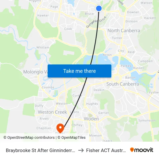 Braybrooke St After Ginninderra Dr to Fisher ACT Australia map
