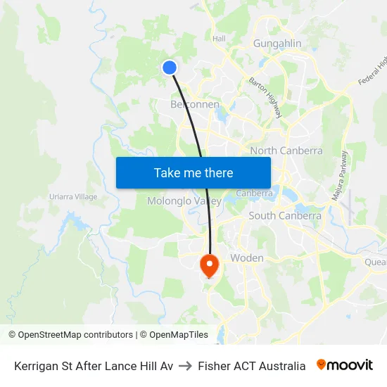Kerrigan St After Lance Hill Av to Fisher ACT Australia map