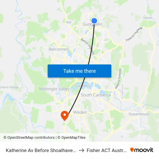 Katherine Av Before Shoalhaven Av to Fisher ACT Australia map